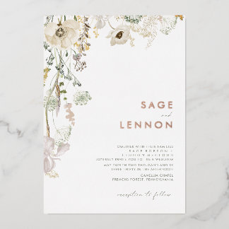 Invitation En Aluminium Pré Fleur sauvage lunaire | Huile d'or Rose