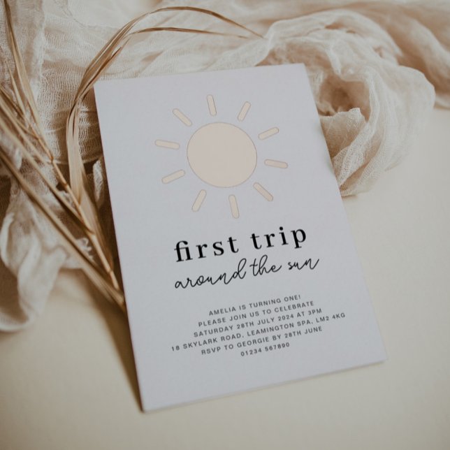 Invitation En Aluminium Premier Voyage Autour Du Soleil 1Er Anniversaire R (Créateur téléchargé)