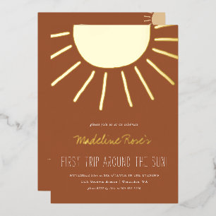 Invitation En Aluminium Premier Voyage Autour Du Soleil Photo Anniversai