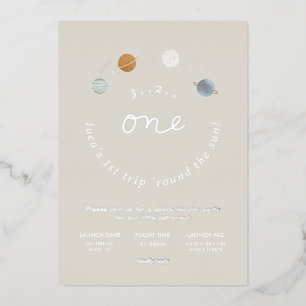 Invitation En Aluminium Premier voyage Espace Thème 1er anniversaire Invit