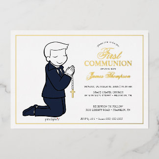 Invitation En Aluminium Première communion de philosophies - Garçon