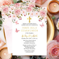Première Sainte Communion aux papillons et roses r