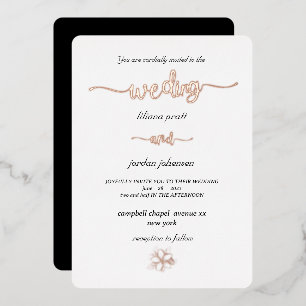 Invitation En Aluminium Premium Real Gold Elegant Monogramme blanc Foil In