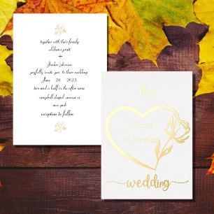 Invitation En Aluminium Premium Vrai Or Élégant Monogramme BLANC Foil In