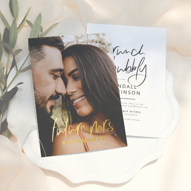 Invitation En Aluminium Pressé | Future Mme Brunch & Bubbly Photo (Créateur téléchargé)