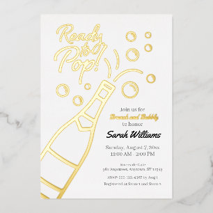 Invitation En Aluminium Prêt à pop Brunch et Baby shower Bubbly Rosé en