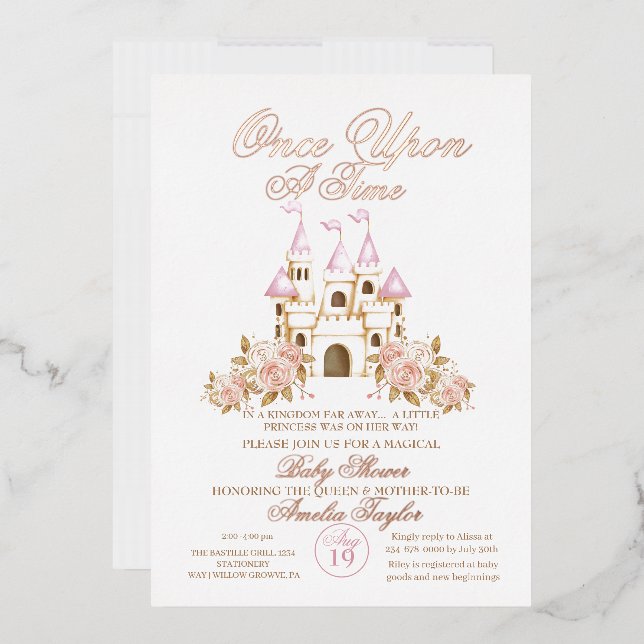 Invitation En Aluminium Princesse Baby Girl Douche (Enveloppe)