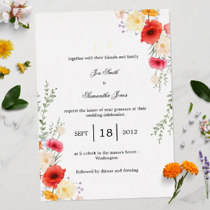 Invitation En Aluminium Printemps floral de pavot