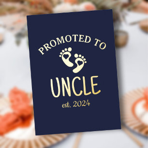 Invitation En Aluminium Promu à Oncle / Coeur Chic Marine Blue Gold