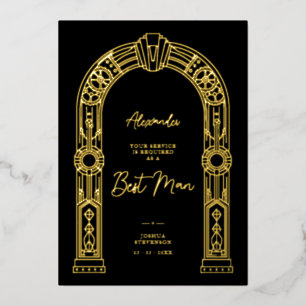 Invitation En Aluminium Proposition de témoin Art Déco Steampunk Or TLW26