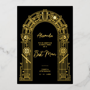 Invitation En Aluminium Proposition de témoin élégante Steampunk or TLW26