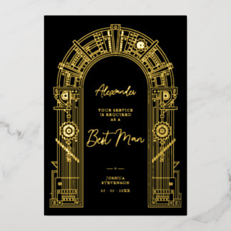 Invitation En Aluminium Proposition de témoin élégante Steampunk or TLW26