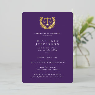 Invitation En Aluminium Purple Law School/Juridiques Diplôme