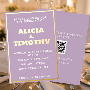 Invitation En Aluminium Purple Lilac Moderne Typographie Or Violet Élégant