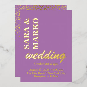 Invitation En Aluminium Purple NOMS Modernes Simple Mariage