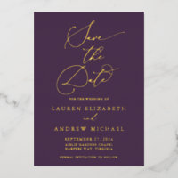 Purple Plum Gold Foil Minimaliste Enregistrer la d