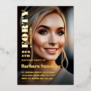 Invitation En Aluminium Quarante 40e anniversaire Elégant magazine moderne