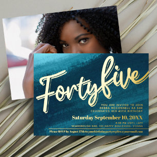 Invitation En Aluminium Quarante-cinq 45e anniversaire aqua turquoise or p