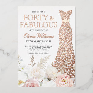 Invitation En Aluminium Quarante et fabuleux 40e anniversaire de fête Rose