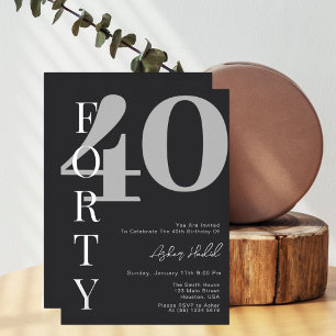 Invitation En Aluminium Quarante   Moderne Fête d'anniversaire 40 ans Arge