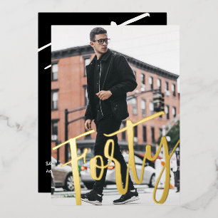 Invitation En Aluminium Quarante Noir Blanc Moderne 40e Anniversaire Soiré