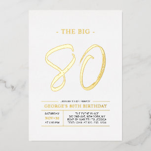 Invitation En Aluminium Quatre-vingts Fête d'anniversaire Moderne 80 ans
