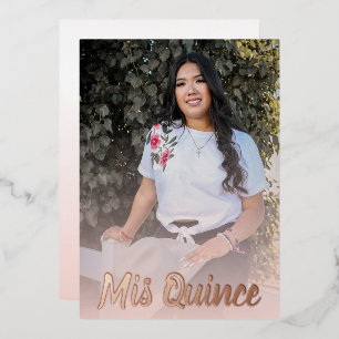 Invitation En Aluminium Quinceanera d'or rose rose moderne