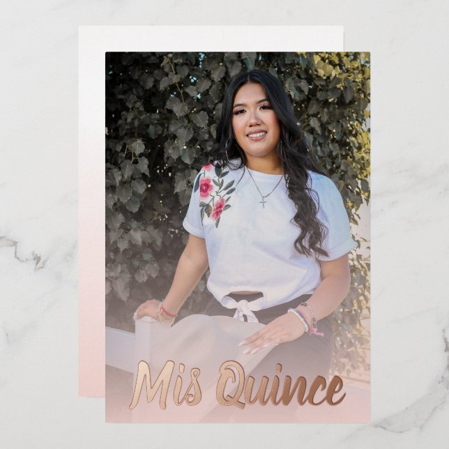 Invitation En Aluminium Quinceanera d'or rose rose moderne (Recto/Verso)