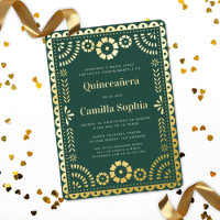 Quinceañera Papel Picado Dark Green Gold