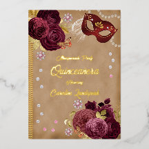 Quinceañera Rouge Anglais Rose & Gold Red Mask