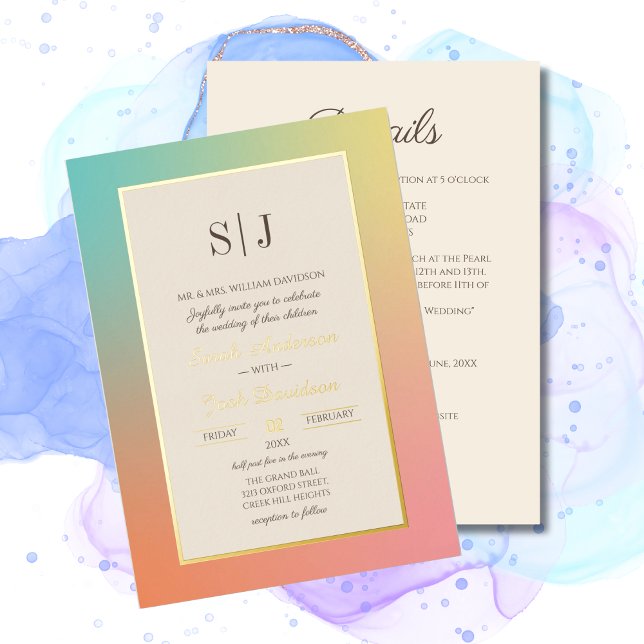 Invitation En Aluminium Rainbow Gradient Mariage moderne (Créateur téléchargé)
