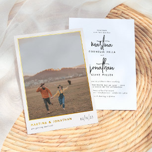 Invitation En Aluminium Real Foil Simple Boho Black & White Photo Mariage