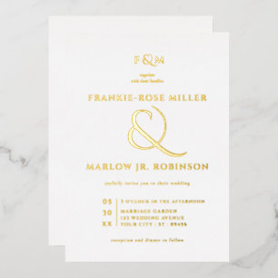 Invitation En Aluminium Real Gold Foil Simple Elegant Mariage blanc