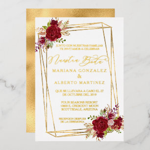 Invitation En Aluminium Real Gold Mariage espagnol Nuestra Boda