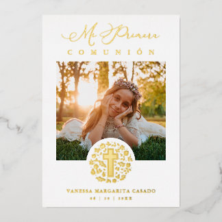 Invitation En Aluminium Real Golden Romantic Floral Wreath Photo