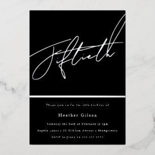 Invitation En Aluminium Real Silver Foil Cinquantième 50ème anniversaire