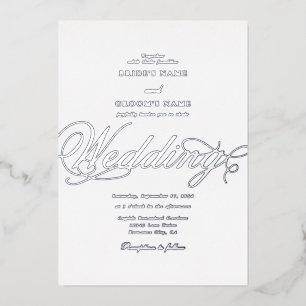 Invitation En Aluminium Real Silver Foil Classy Mariage blanc de luxe