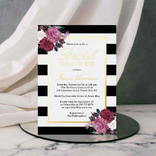Invitation En Aluminium Réalité rayures tendance florale pour la douche de