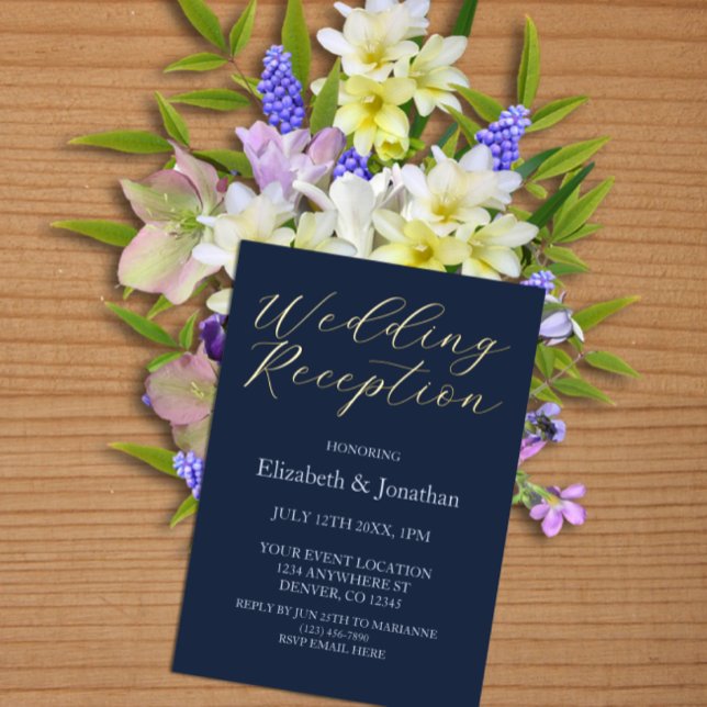 Invitation En Aluminium Réception de mariage bleu opulent (Créateur téléchargé)