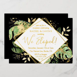Invitation En Aluminium Réception de mariage de l'Elopement tropical Noir