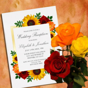 Invitation En Aluminium Réception de mariage floral de tournesol rose au c
