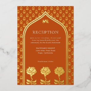Invitation En Aluminium Réception de mariage indien avec souci floral doré