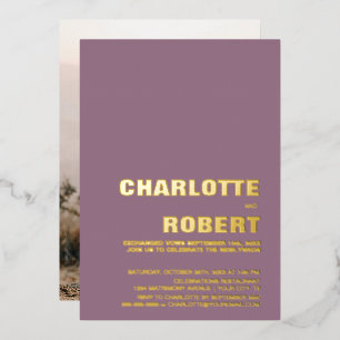 Invitation En Aluminium Réception de mariage Minimaliste Texte Or Rose Pou