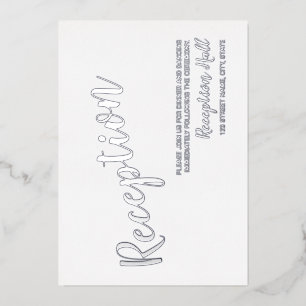 Invitation En Aluminium Réception de mariage moderne Script Argent