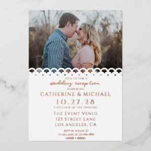 Invitation En Aluminium Réception de mariage photo en dentelle blanche élé