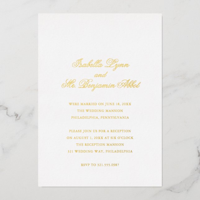 Invitation En Aluminium Réception De Mariage Traditionnelle Et Élégante (Recto)