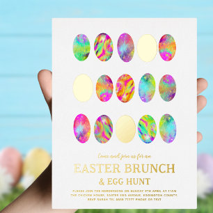 Invitation En Aluminium Recherche d'œufs de Pâques Brunch Élégant Moderne 