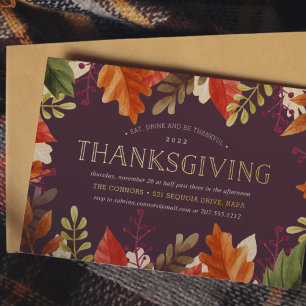 Invitation En Aluminium Récolte d'automne Dîner de Thanksgiving