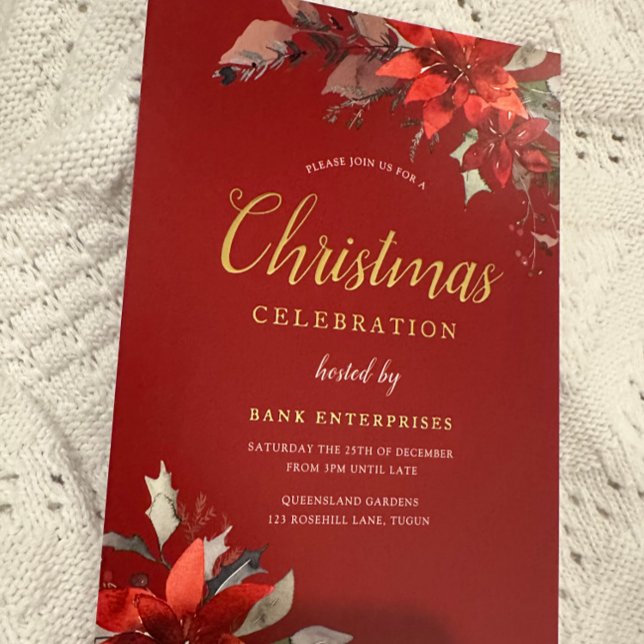 Invitation En Aluminium Red Modern Festive Corporate Christmas Party Gold (Créateur téléchargé)