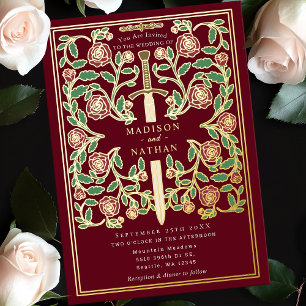 Invitation En Aluminium Red Royal Imaginaire Floral Moyen  Mariage